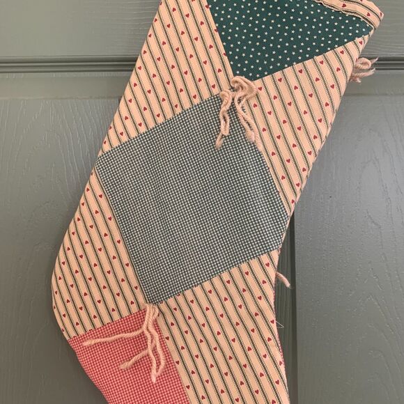 Handmade Repurposed Tree Skirt Christmas Stocking Granny Core Squares 17 Inch - Picture 3 of 7